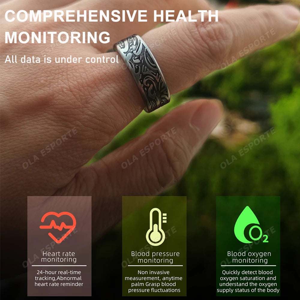 New Retro Smart Ring Health Tracker With Blood Pressure/Oxygen/Heart Rate Monitor Sleep & Sports Tracking Waterproo Fashion Ring