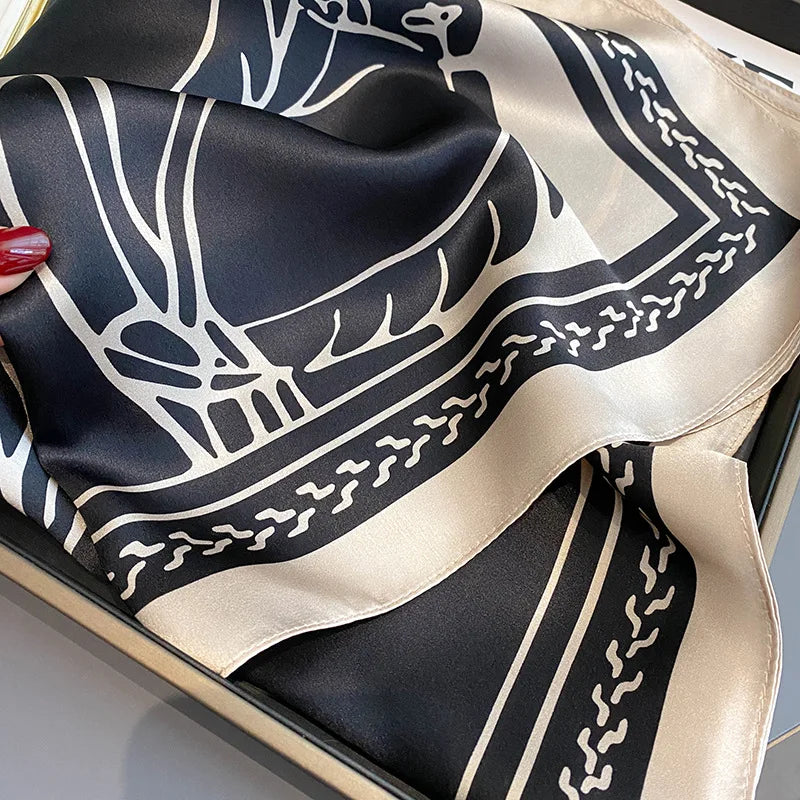 100% Silk Scarf Women Elegant Headband Spring Summer Square Fashion Hair Foulard Female Lady Shawl Wraps Hijab Bandana Scarves
