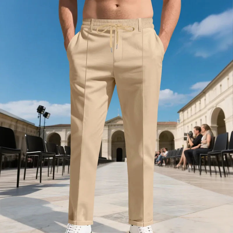 Men's Solid Color Large-Sized Form-Fitting Business Casual Pants Simple Design for Professional And Everyday Wear