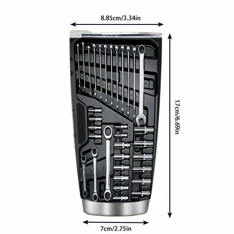 20oz Coffee Vacuum-insulated Flask Mechanic Toolbox Tumbler Cup With Lid Stainless Steel Mugs With Lid Double Wall Cups For Cold