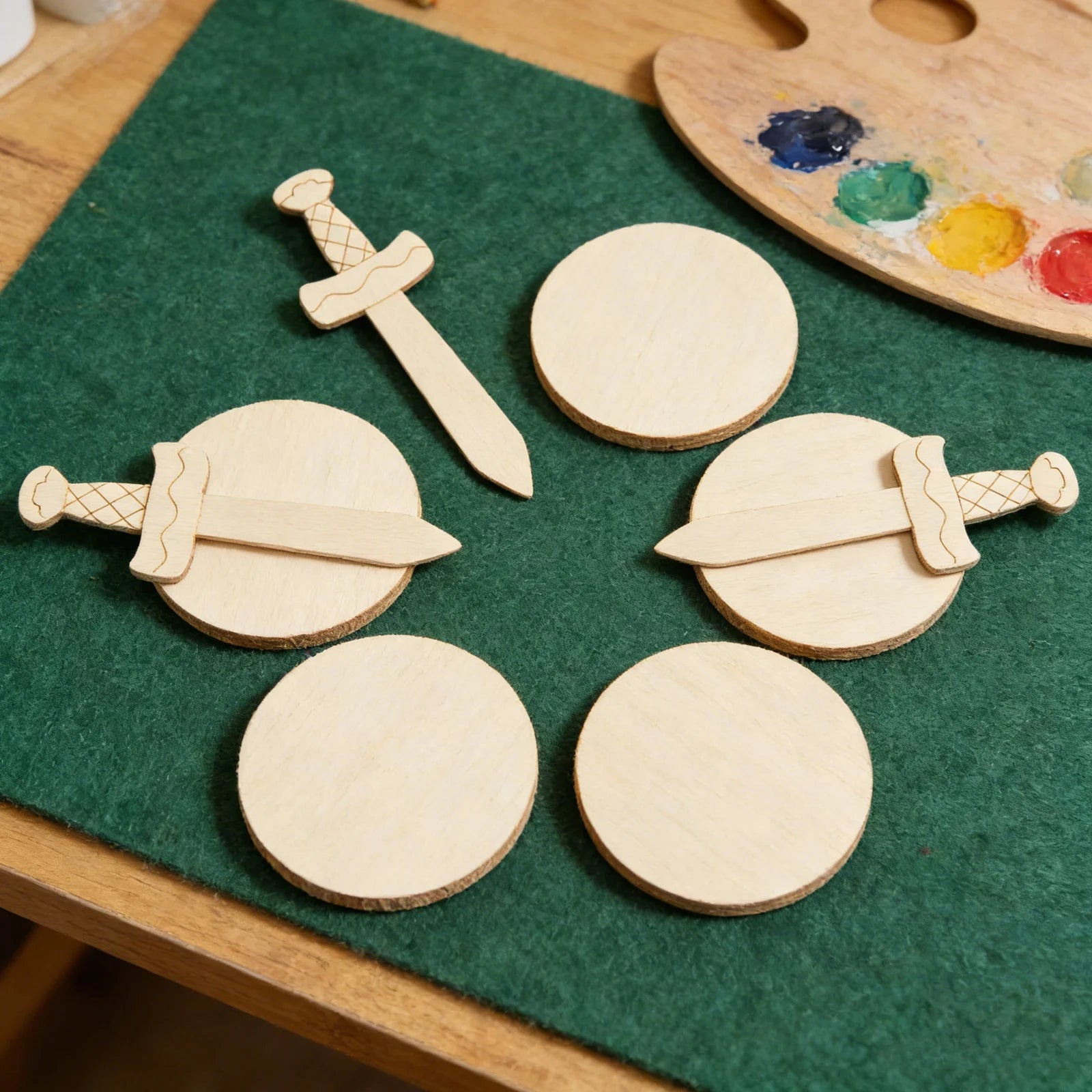 20Pcs Wooden Swords to Decorate Unfinished Pirate Swords Painting Crafts for Kids DIY Art Party Classroom Projects Wood Craft