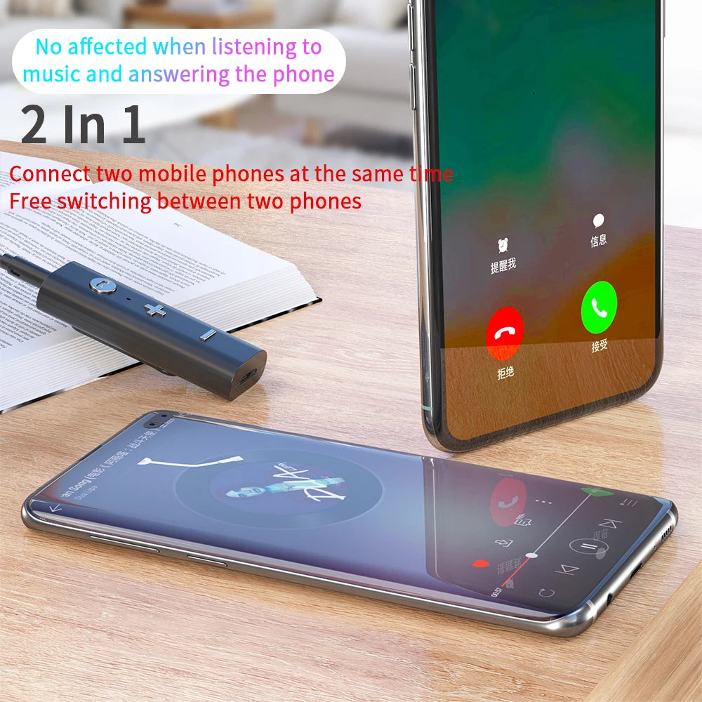 Wireless Adapter Bluetooth 5.0 Receiver 3.5mm AUX Earphone With HD Mic Bluetooth Audio Music Transmitter For Speaker Headphone