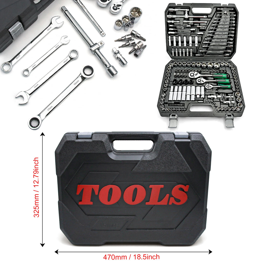 151pcs Drive Socket Set, 1/2 1/4 3/8 Inch Ratchet Wrench Set Ratchet Socket Wrench Set, tool for Home or Automobile Maintenance