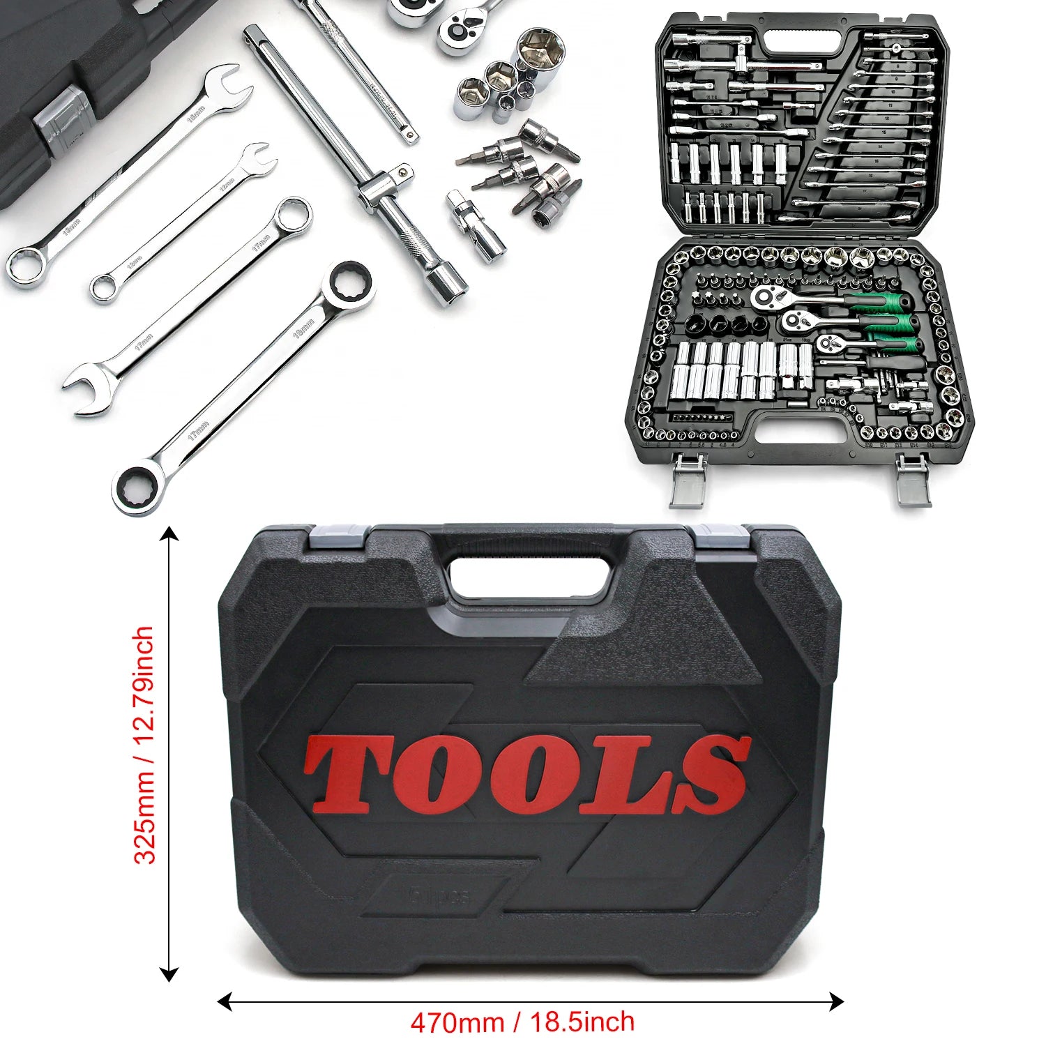 151pcs Drive Socket Set, 1/2 1/4 3/8 Inch Ratchet Wrench Set Ratchet Socket Wrench Set, tool for Home or Automobile Maintenance