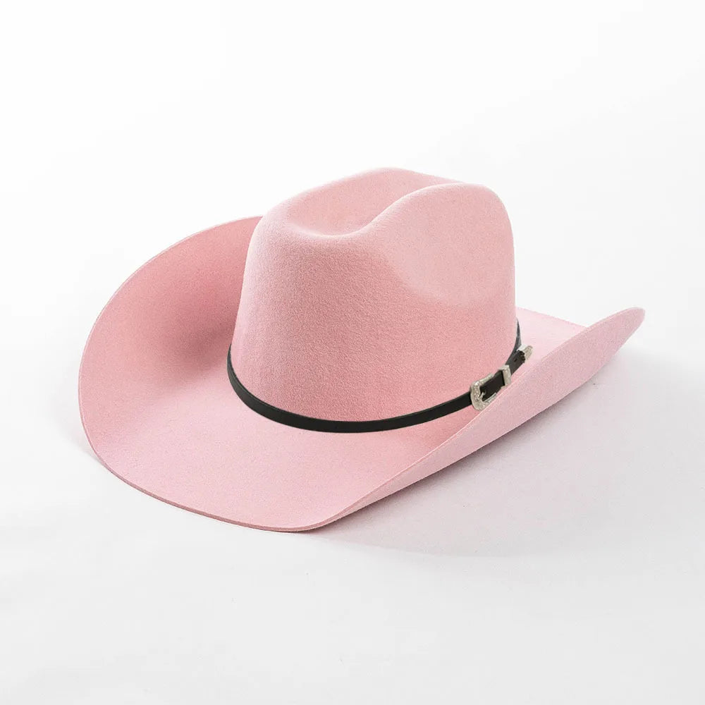 USPOP Vintage Wide Brim Wool Cowboy Hat for Men UnIsex Western Outback Fedora with Buckle Band Adjustable Size S-XL