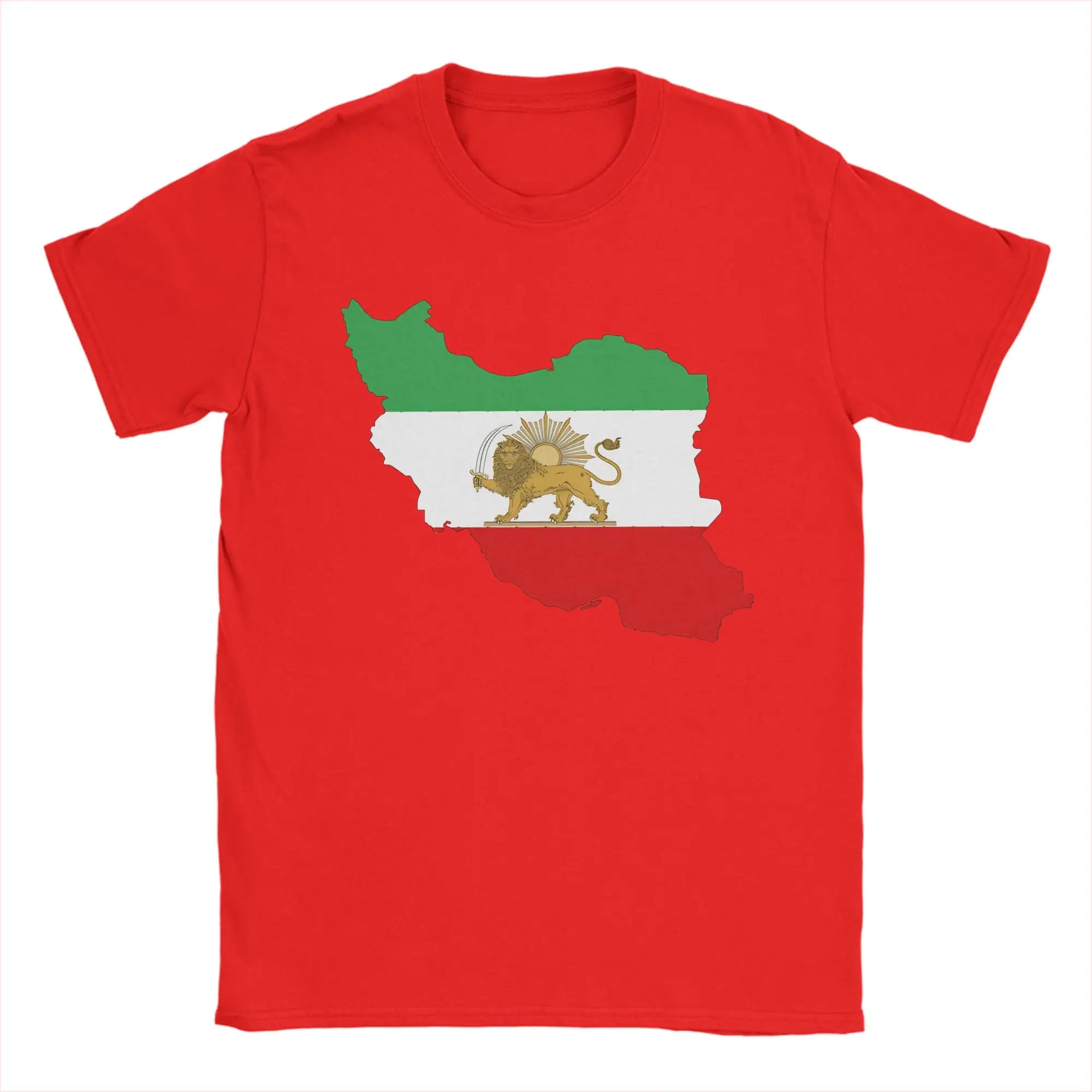 Iran Persian Flag Map Men T Shirt  Creative Tees Short Sleeve Crew Neck T-Shirts 100% Cotton Plus Size Clothes