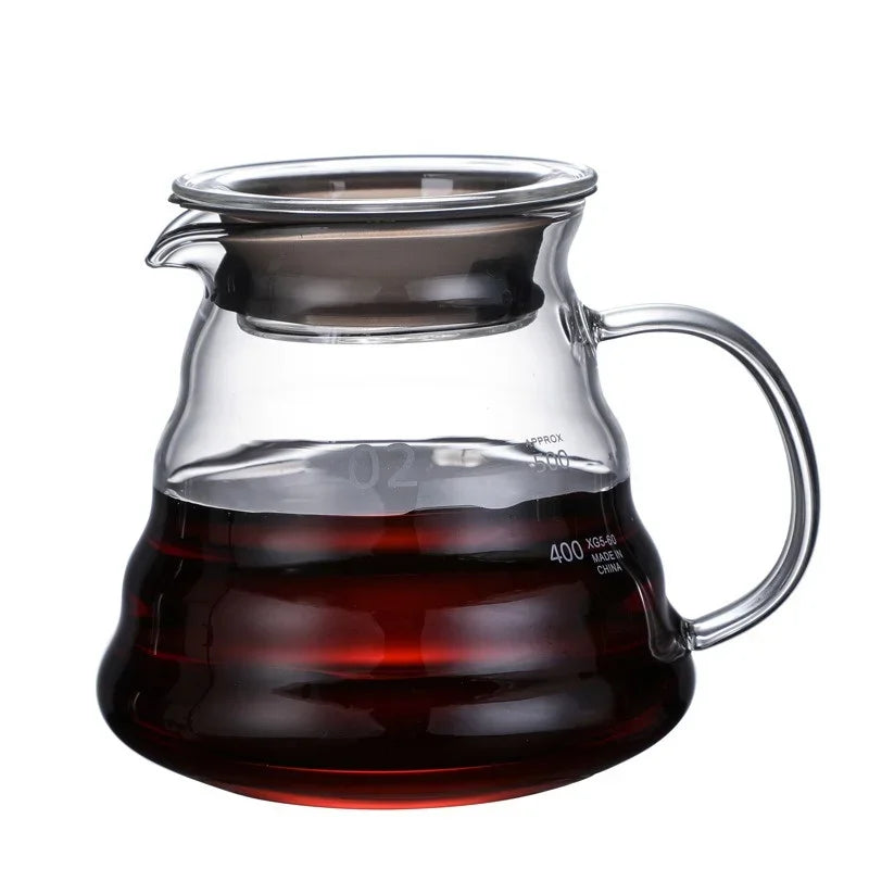 350/600/800ml Hand Brew Coffee Carafe Clouds Shape Clear Glass Kettle Sharing Pot with Lids Espresso Coffee Maker Accessories