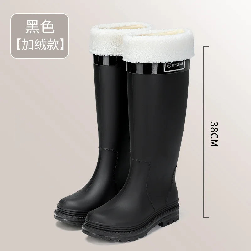 High-Tube Women's Rain Boots Fashionable Korean Style Waterproof Non-Slip Winter Snow Boots Outdoor Wear Cross-Border Popular - Free Item Weekend (50% off).