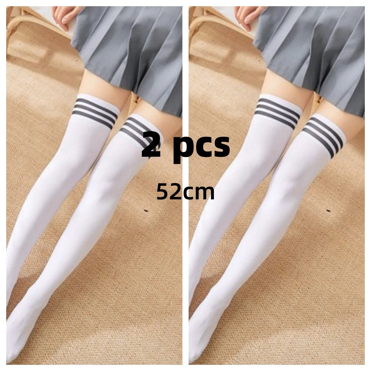 Solid Color Lolita Long Stockings JK Women Girls Cute Black White Tights Over Knee Thigh High Socks Cosplay Sexy Nylon Stockings