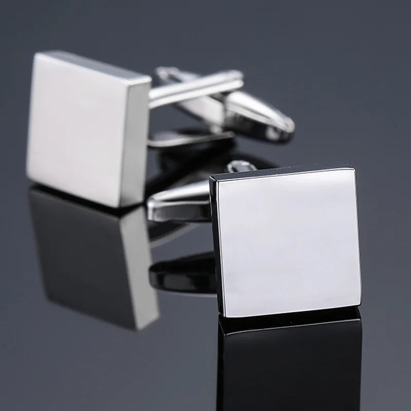 Cufflinks For Men Luxury Silvery Cuffs Retro Metal Cuff Links Mens French Square Button Shirts Business Jewelry Gift For Wedding - Free Item.