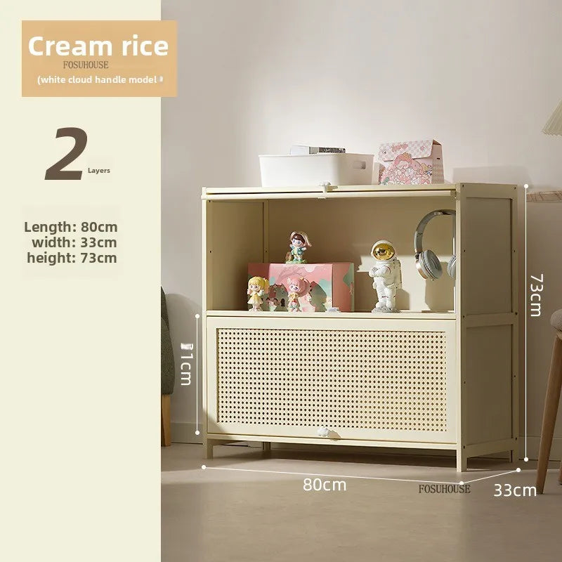 Cream Style Living Room Cabinets Household Bookcase with Door Storage Cabinet Floor Rack Wall Storage Cabinet Home Furniture