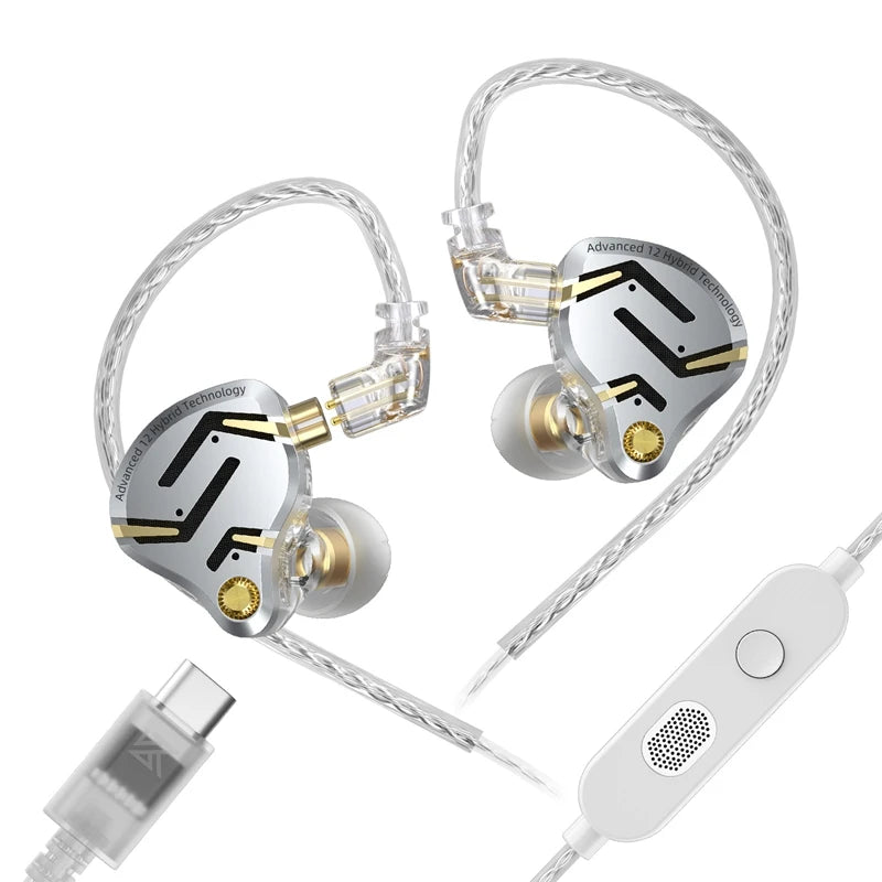 KZ ZS12 PRO 2 1DD+5BA  Flagship-Grade Super Linear Hybrid Wired Headphones 3.5mm/typec Detachable Cable HIFI Gaming Headest
