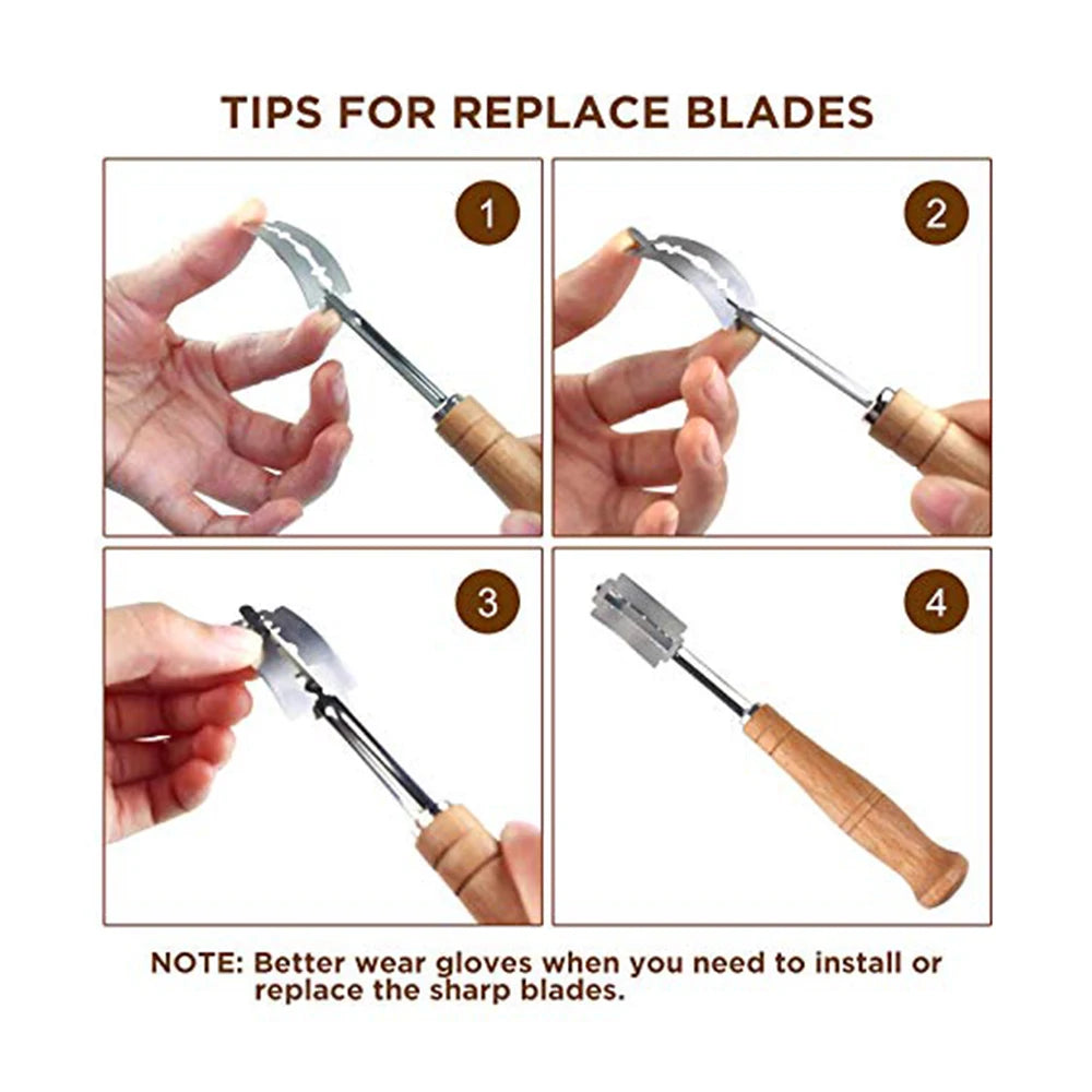 Baking Tools Accessories for kitchens Bread cutting tools with wooden handles for bakers with knives with 5 baking parts