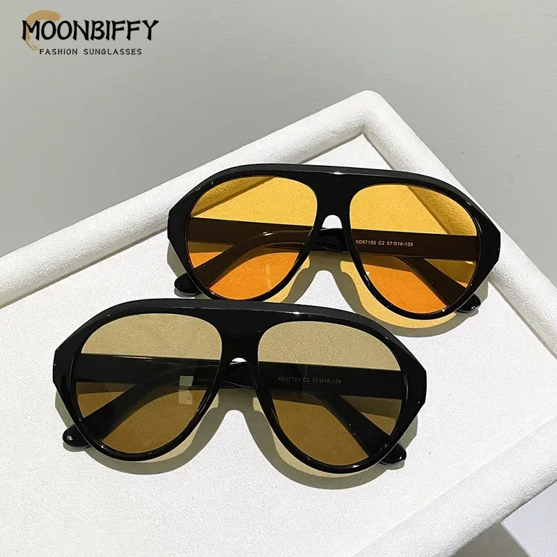 Fashion Pilot Oversized Sunglasses Goggles Women Luxury Brand Designer Sun Glasses Mens Womens Big Frame Trendy Shades UV400
