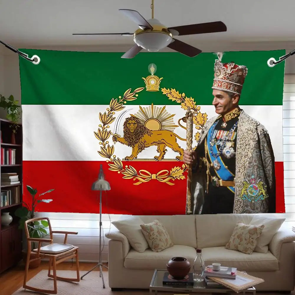 Iran Flag Mohammad Reza Pahlavi Flags Room Decor Outdoor Decors Personalized Items Flags For Bedrooms Home Funny