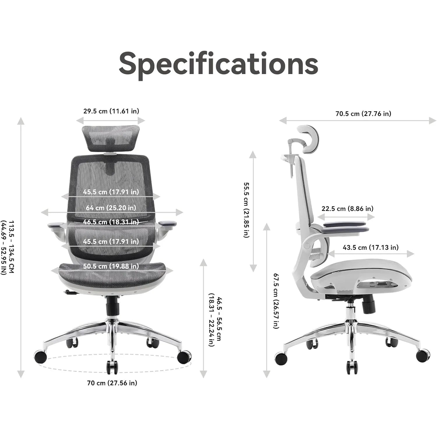 Ergonomic Office Chair,Desk Chair with 3D Flip-up Armrests,Computer Chair with Dual Back Design and AdaptiveDynamicLumbarSupport