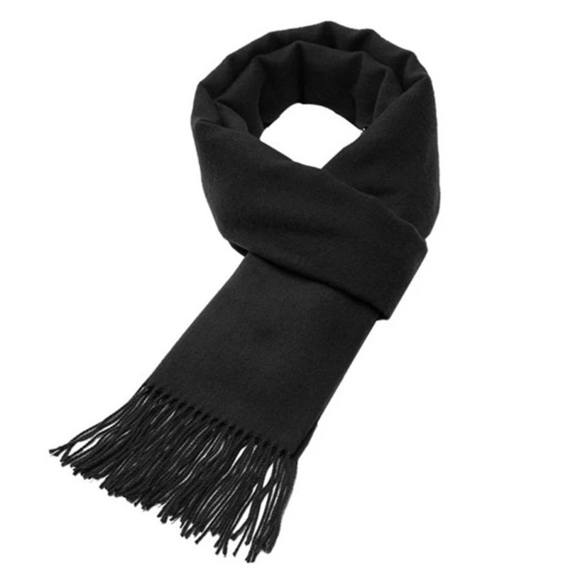 Wool Scarves Winter Soft Warm Cashmere Shawl Thickened Long Tassel Shawl Warm Scarf Fashion Solid Color Women Man Scarf - Free Items Weekend.