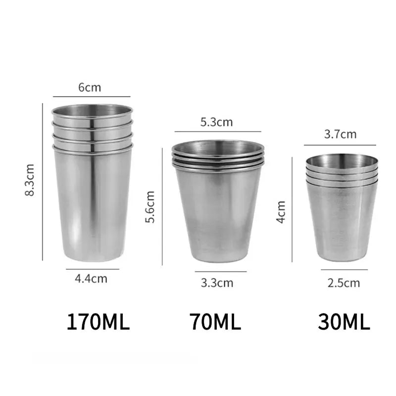 4Pcs Outdoor Travel Stainless Steel Cup Mini Glasses coffee Glasses for Whisky Wine with Case Portable Drinkware 30ml/70ml/170ml