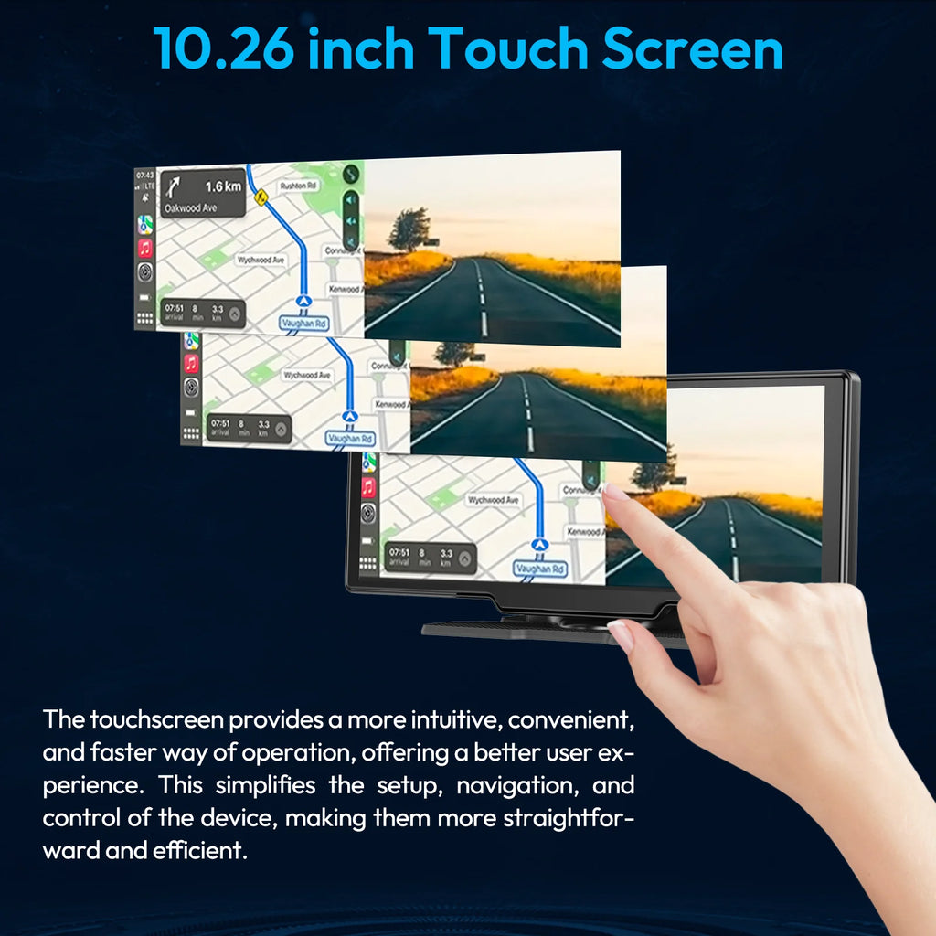 XGODY 4K HD Touch Screen Carplay Android Auto Dash Camera 10.26" Large Screen Wireless Radio Multimedia