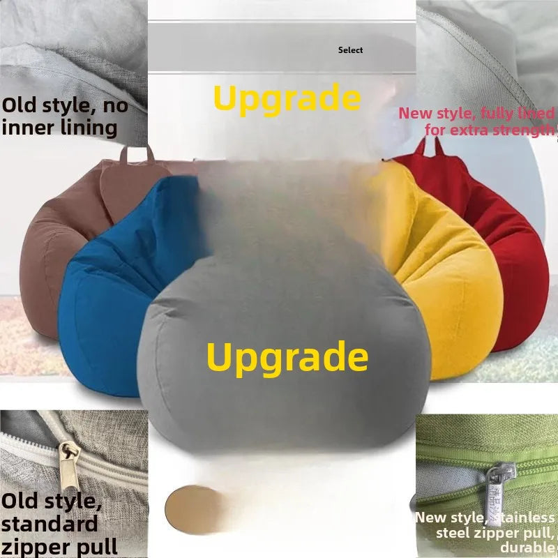 Lazy Sofa Cover Bean Bag  Pure Color Storage Bag for Old Clothes Semi-Finished Product Dustproof Family Organizer