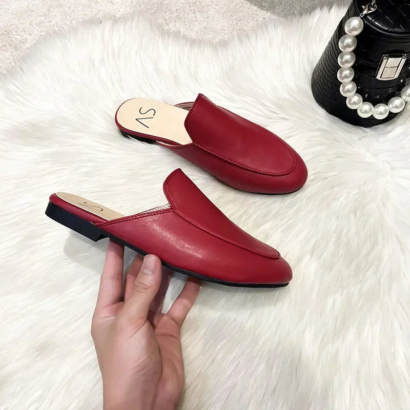 Baotou Half Slippers Women Summer Wear Muller Shoes 2025 New Flat Sandals