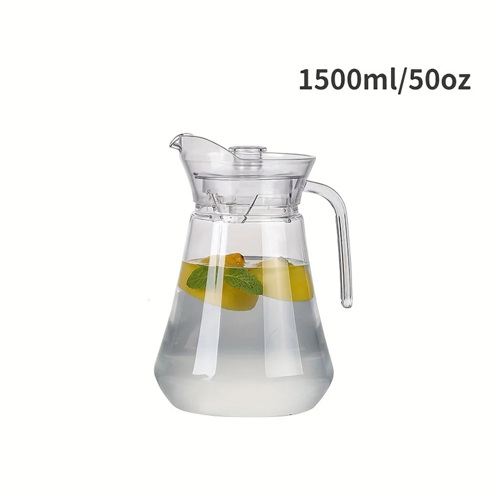 1pc Pitcher with Lid, High Borosilicate Glass,Hot/Cold Water Jug and Juice and Iced Tea Beverage Carafe