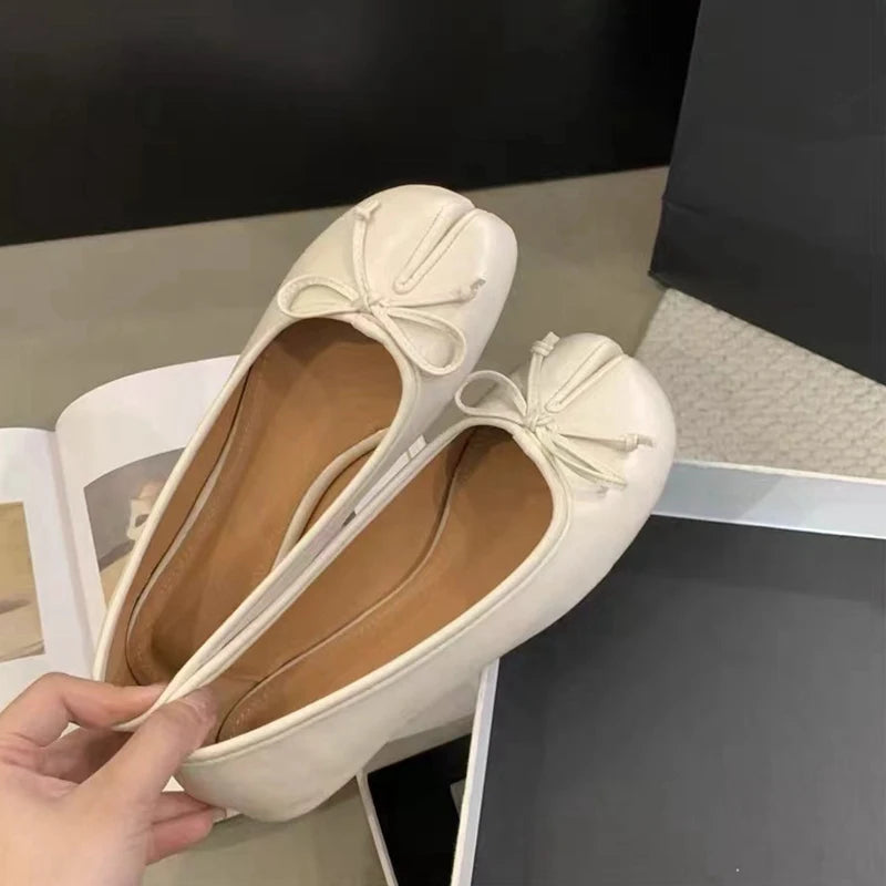 New Brand Women Flats Soft Ballet Shoes Slip On Loafers Soft Moccasins Tabi Ninja Casual Shoes Mujer Ladies Shoes Bow Knot Mujer