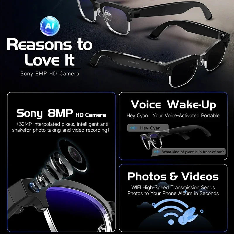 AI smart glasses provide real-time translation, ultra clear shooting, AI recognition of all things, Bluetooth communication, and