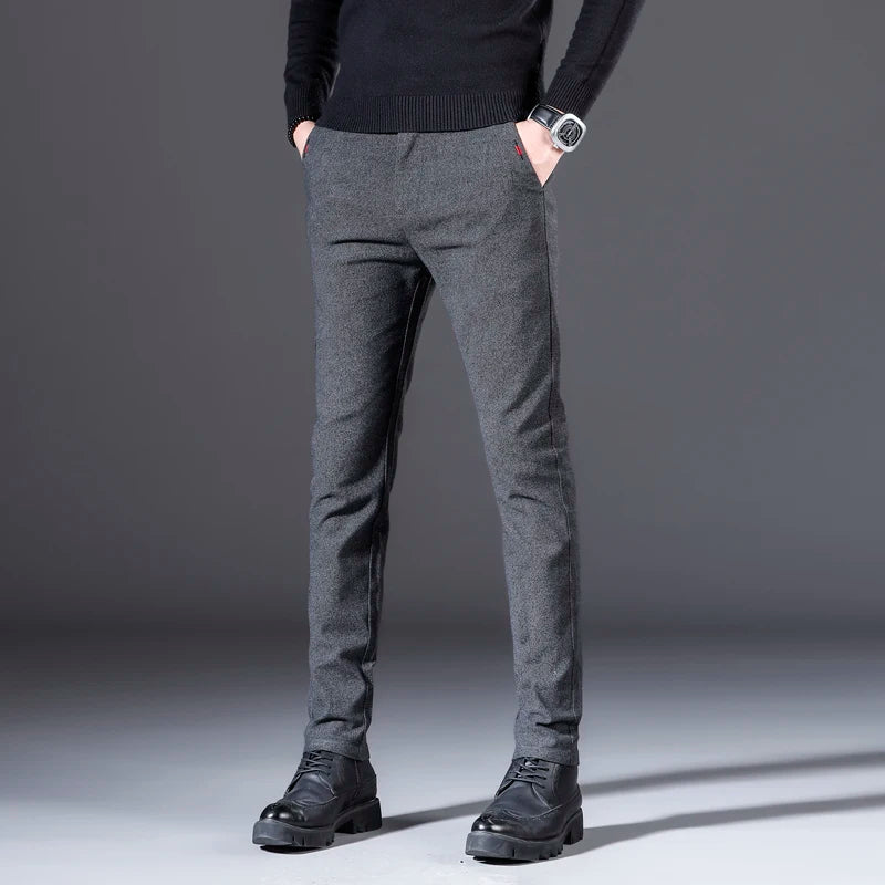 Men's Fashionable Dress Pants All-Season Cotton Blend Chino Trousers Korean Style Slim Fit Business Pants for Office Street