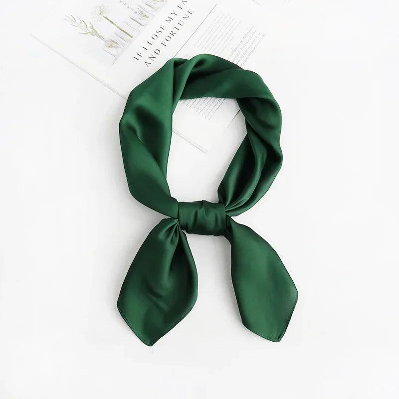 70cm Solid Color Simple Silk Scarf Women Imitation Silk Fashion Versatile Headwear Bag Accessories Clothing Square Scarf
