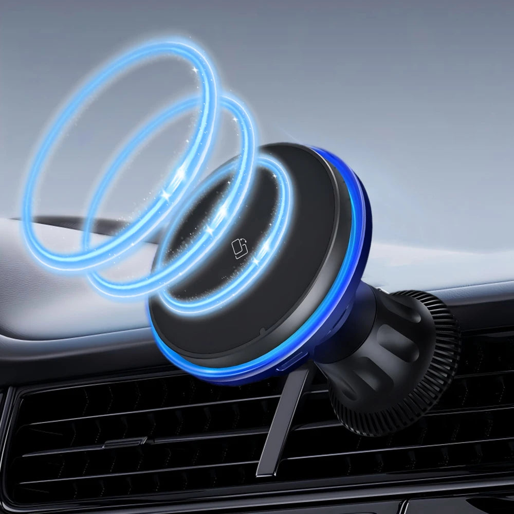Magnetic Car Wireless Charger. Super Strong Magnetic Adsorption.Small Size And Portable.Fast charging.Blue Light/Scrolling Light