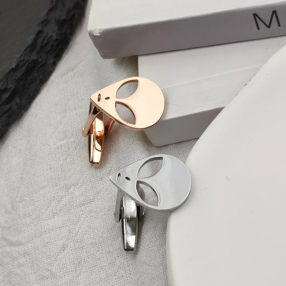 Cufflinks for Mens Alien Cuff Links Men's Shirt Cuff Buttons Stainless Steel Jewelry Accessories Christmas Present Wholesale
