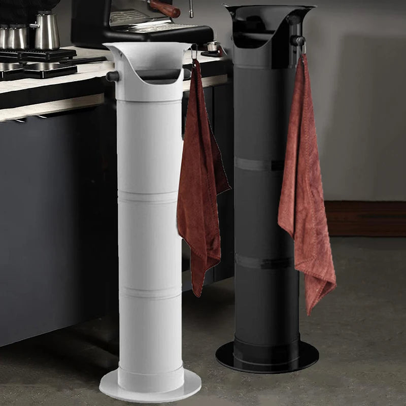 Large Capacity Coffee Knock Box - Professional Espresso Grounds Container with Towel & Tall Stand Design, Easy-Clean