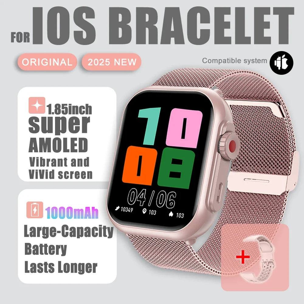 AI Voice Smart Watch Men Women 1.85 inches 1000mAh IP68 Bluetooth Call Blood Pressure Sleep Monitoring 100+Exercise Smart Watch