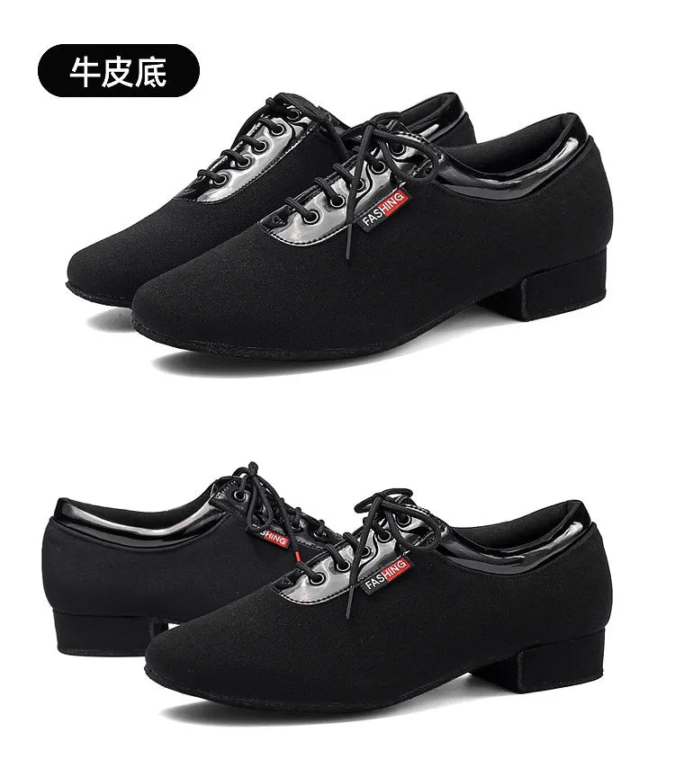 XIHAHA Men Oxford Cloth Standard Dance Ballroom Cloth Straight Outsole Practice Competition Modern Dancing Sport Shoes Sneakers