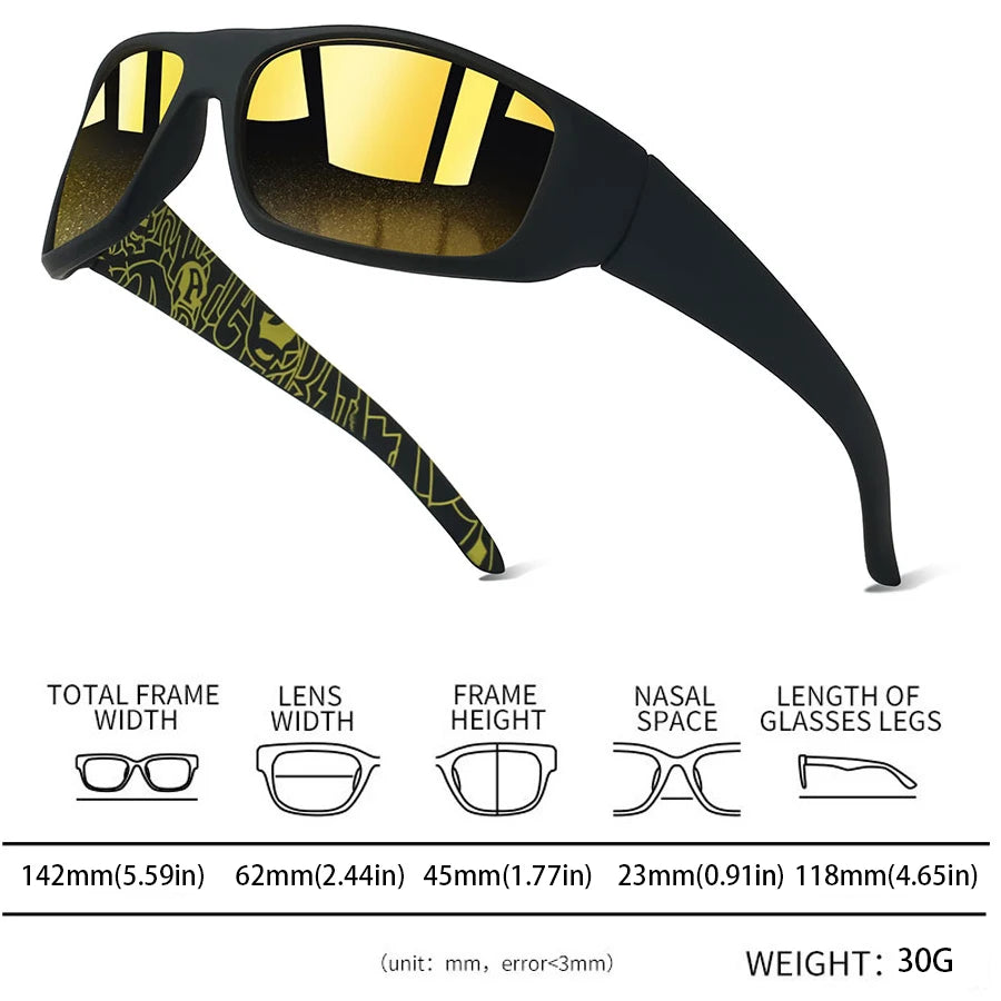 Fashion Vintage Sunglasses with Chain for Men And Women Driving Fishing Sports Running Mountaineering Safety Goggles