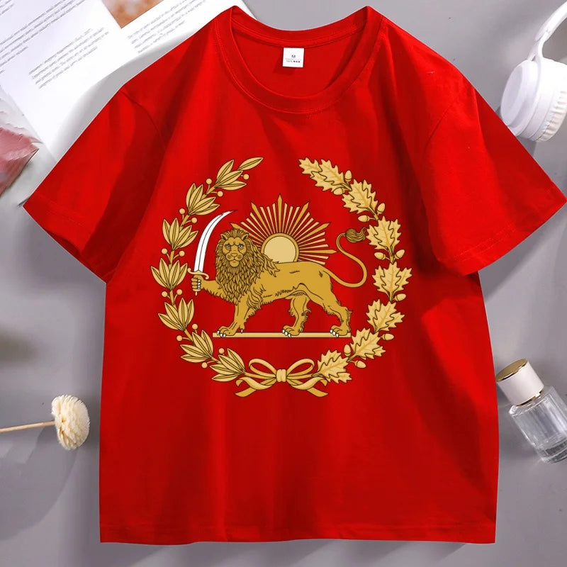 Iran T-Shirt Lion and Sun Persian Pride T Shirt Iran Map Unisex Iranian Apparel Cotton Funny T-Shirts O Neck Tee Shirt