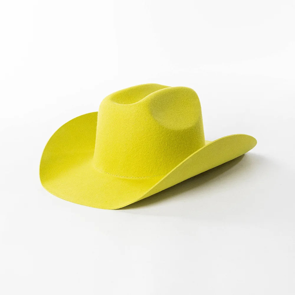 USPOP 100% Wool Cowboy Hat Unisex Wide Brim Felt Hat Solid Color Classic Fedora Style Multiple Sizes S–XL Autumn Winter