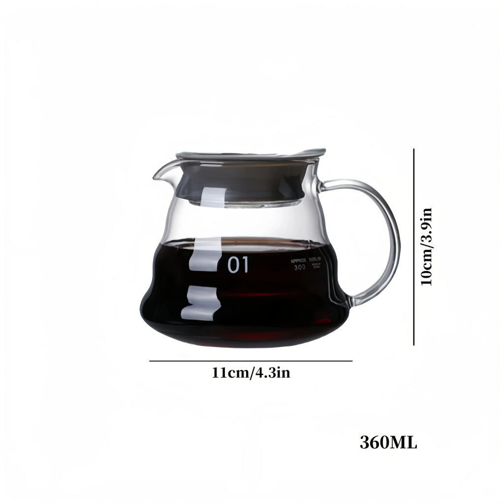 Handmade Glass Coffee Carafe with Filter Set Pour over Coffee Pot Tea Brewing Server Includes Coffee Extraction Cup
