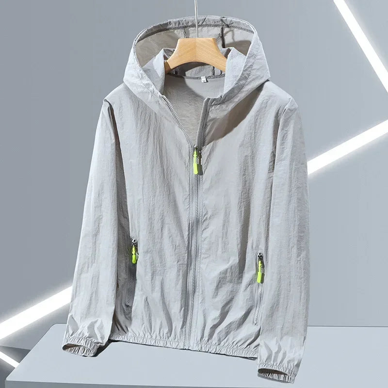 Summer Ice Silk Sun Protection Jacket for Men Couple Outdoor Sports UV Protection Skin Coats Breathable Hooded Ultrathin Jackets