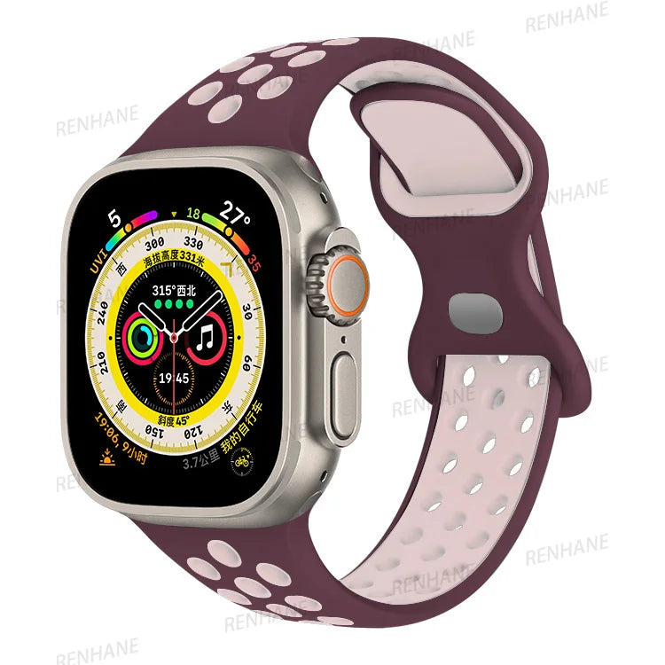 Strap For Apple Watch Ultra 7 8 9 41mm 45mm 40 44 42mm for nike sport Band iWatch serie SE 6 49mm Silicone Breathable bracelet