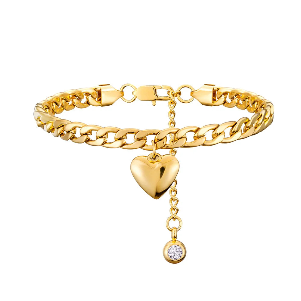 Anklet For Women Silver Color Stainless Steel Cuban Link Ankle Bracelets Summer Fashion Leg Chain Beach Foot Jewelry Ancklets
