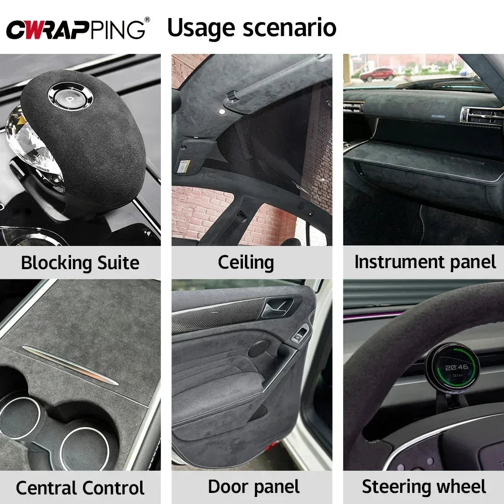 Car Interior Modification Stickers High-quality Suede Fabric Vinyl Auto Self-adhesive Film Car Modification Door Panel Workbench