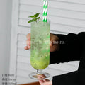 Crystal Cocktail Cup Lightweight Simple Straight Sided Long Drink Glass High Footed Juice Cup Bubble Water Cup Nordic Style G...