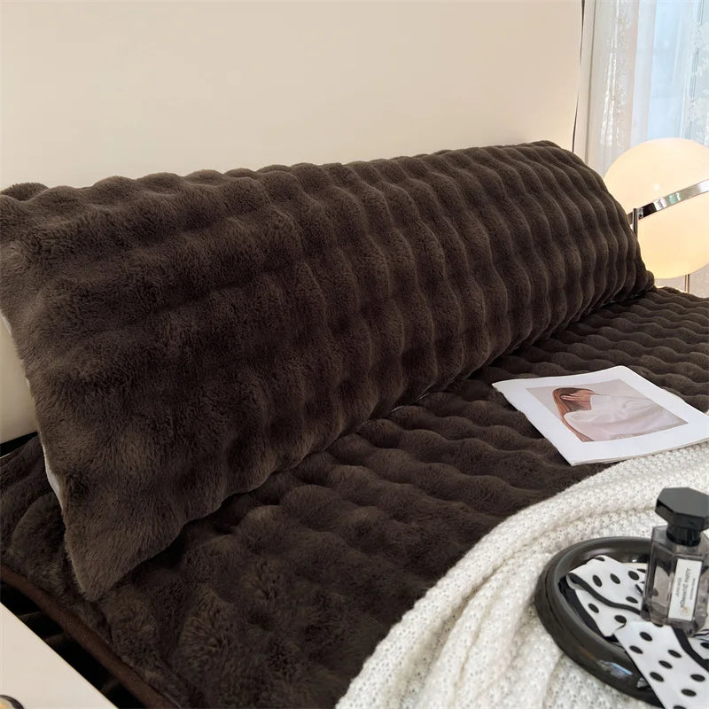 1pc solid-color plush pillow long pillowcase, decorative pillowcase (without core), soft and comfortable fabric