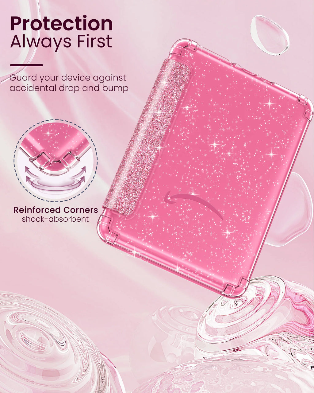 Case for 7" Kindle Paperwhite 2024 12th Gen Ultra Clear Soft Flexible Glitter TPU Back Cover Light Shell with Auto Wake/Sleep