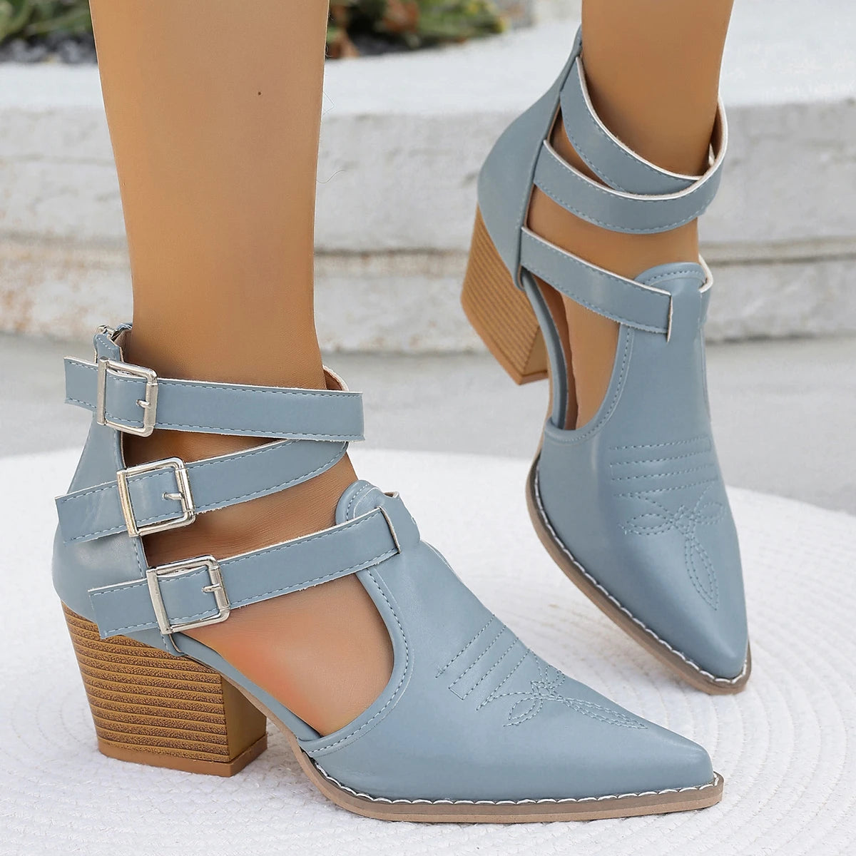 Women's Sandals 2024 New Fashion Casual Ladies Pointed Toe Sexy Soft Leather High Heels Comfortable Women Shoes Heeled Sandal