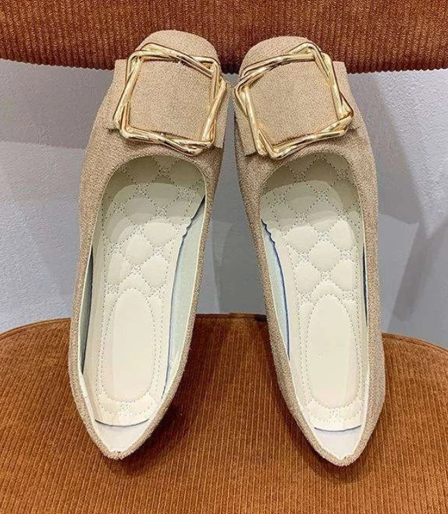 Sorbern Comfortable Flat Women Shoes Slip On Buckle Square Toes Ladies Shoes Custom Colors Size 34-48