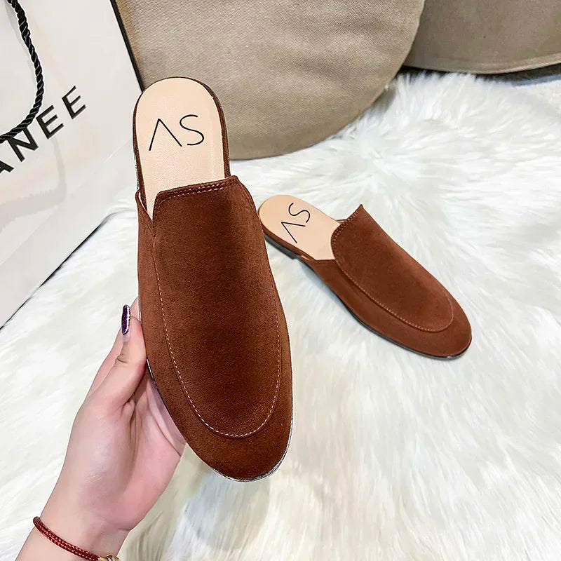 Baotou Half Slippers Women Summer Wear Muller Shoes 2025 New Flat Sandals