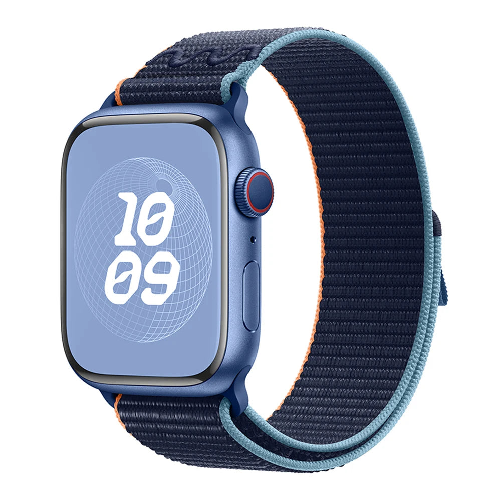 Nylon Loop Sport Strap For Apple Watch Band Ultra 49mm 45mm 40/44mm 41mm 38/42mm Bracelet For Nike iWatch 9 8 7 6 5 SE Watchband